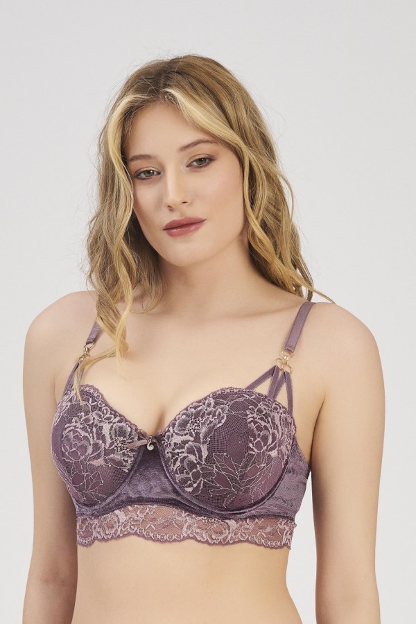 Gül Kurusu Rengi Kadife Danteli Sütyen- MOONLIGHT 2215